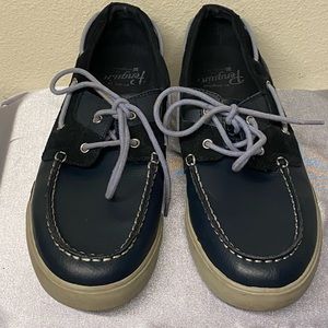 Original Penguin Fly Ocean Boat Shoes Sz11 Navy Blue Deck Shoes White StitchUsed